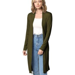 Made By Johnny Women’s Solid Long Sleeve Open Front Drape Long Cardigan Duster – Comfortable & Stylish Outerwear(Wsk1048_olive)
