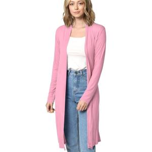 Made By Johnny Women’s Solid Long Sleeve Open Front Drape Long Cardigan Duster – Comfortable & Stylish Outerwear(Wsk1048_pink)