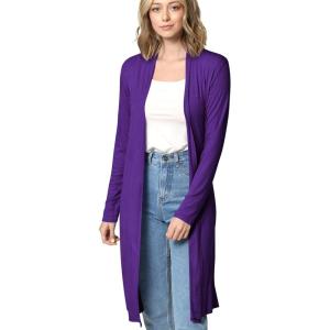 Made By Johnny Women’s Solid Long Sleeve Open Front Drape Long Cardigan Duster – Comfortable & Stylish Outerwear(Wsk1048_purple)