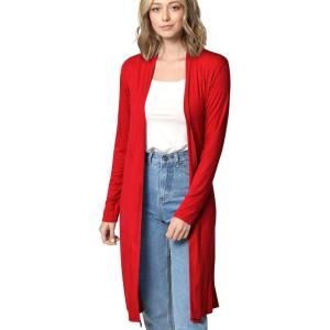 Made By Johnny Women’s Solid Long Sleeve Open Front Drape Long Cardigan Duster – Comfortable & Stylish Outerwear(Wsk1048_red)
