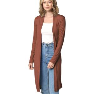 Made By Johnny Women’s Solid Long Sleeve Open Front Drape Long Cardigan Duster – Comfortable & Stylish Outerwear(Wsk1048_rust)