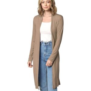 Made By Johnny Women’s Solid Long Sleeve Open Front Drape Long Cardigan Duster – Comfortable & Stylish Outerwear(Wsk1048_taupe)