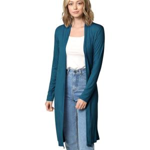 Made By Johnny Women’s Solid Long Sleeve Open Front Drape Long Cardigan Duster – Comfortable & Stylish Outerwear(Wsk1048_teal)