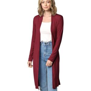 Made By Johnny Women’s Solid Long Sleeve Open Front Drape Long Cardigan Duster – Comfortable & Stylish Outerwear(Wsk1048_wine)