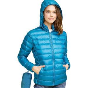 Made By Johnny Women’s Ultra Light Weight Packable Down Jacket with Removable Hoodie(Wjc2144_teal)