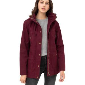Made by Johnny Women’s Casual Military Anorak Jacket Safari Utility – Lightweight Detachable Hoodie(Wjc1845_wine)