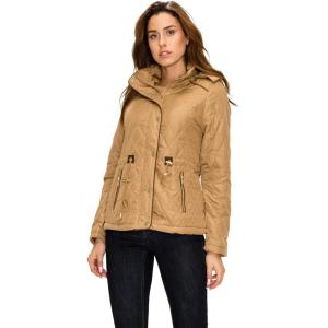 Made by Johnny Women’s Casual Military Anorak Jacket Safari Utility – Lightweight Detachable Hoodie(Wjc2041_camel)
