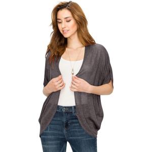 Made by Johnny Women’s Short Sleeve Open-Front Batwing Cardigan – Made in USA(Wsk1528_charcoal)