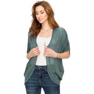 Made by Johnny Women’s Short Sleeve Open-Front Batwing Cardigan – Made in USA(Wsk1528_hunter_green)