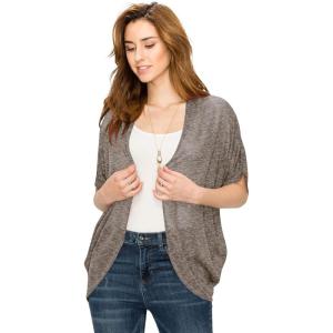Made by Johnny Women’s Short Sleeve Open-Front Batwing Cardigan – Made in USA(Wsk1528_khaki_black)