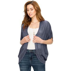 Made by Johnny Women’s Short Sleeve Open-Front Batwing Cardigan – Made in USA(Wsk1528_navy)