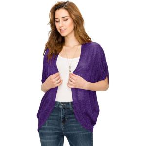 Made by Johnny Women’s Short Sleeve Open-Front Batwing Cardigan – Made in USA(Wsk1528_purple_black)