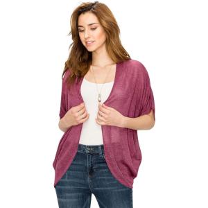 Made by Johnny Women’s Short Sleeve Open-Front Batwing Cardigan – Made in USA(Wsk1528_wine)