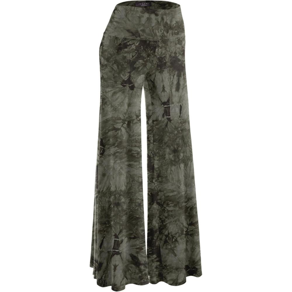 imageMade By Johnny MBJ Womens Casual Comfy SolidTie Dye Wide Leg Palazzo Lounge Pants XS5XLWb1060olive