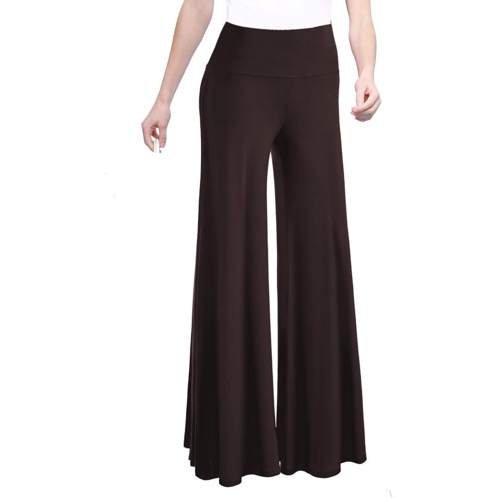 imageMade By Johnny MBJ Womens Casual Comfy SolidTie Dye Wide Leg Palazzo Lounge Pants XS5XLWb750brown