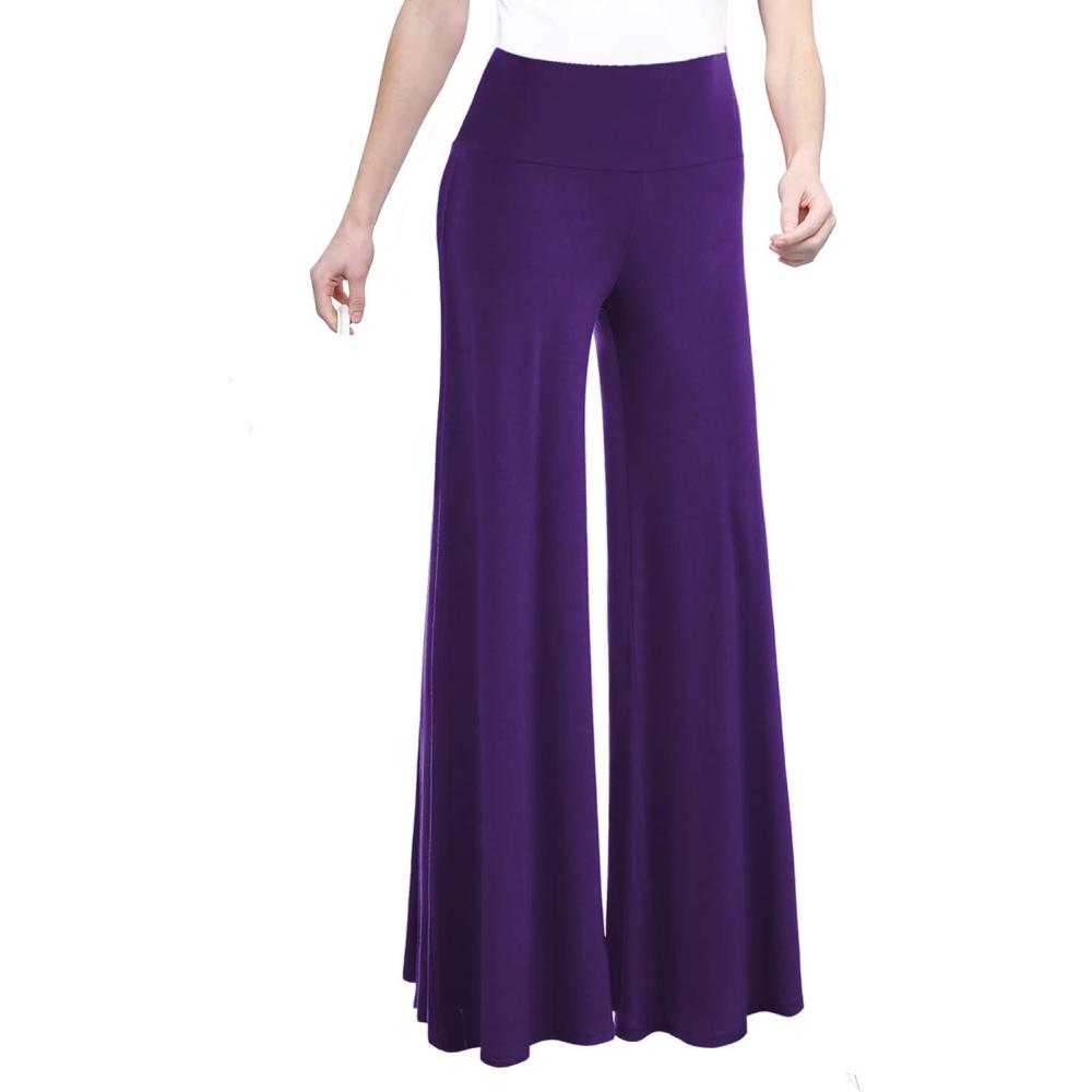 imageMade By Johnny MBJ Womens Casual Comfy SolidTie Dye Wide Leg Palazzo Lounge Pants XS5XLWb750darkpurple