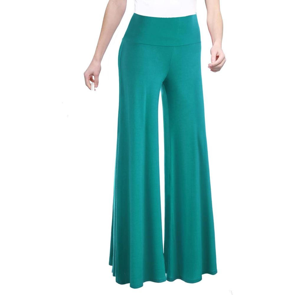 imageMade By Johnny MBJ Womens Casual Comfy SolidTie Dye Wide Leg Palazzo Lounge Pants XS5XLWb750jade