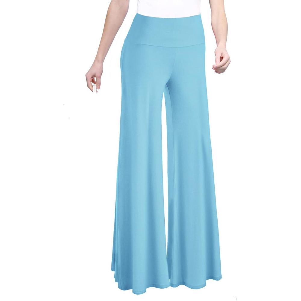 imageMade By Johnny MBJ Womens Casual Comfy SolidTie Dye Wide Leg Palazzo Lounge Pants XS5XLWb750lightblue