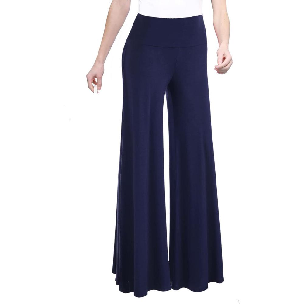 imageMade By Johnny MBJ Womens Casual Comfy SolidTie Dye Wide Leg Palazzo Lounge Pants XS5XLWb750navy