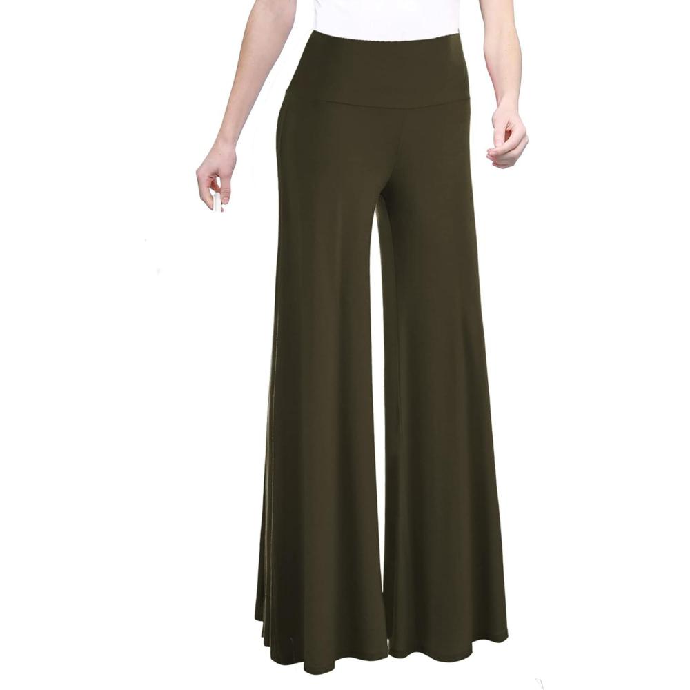 imageMade By Johnny MBJ Womens Casual Comfy SolidTie Dye Wide Leg Palazzo Lounge Pants XS5XLWb750olive