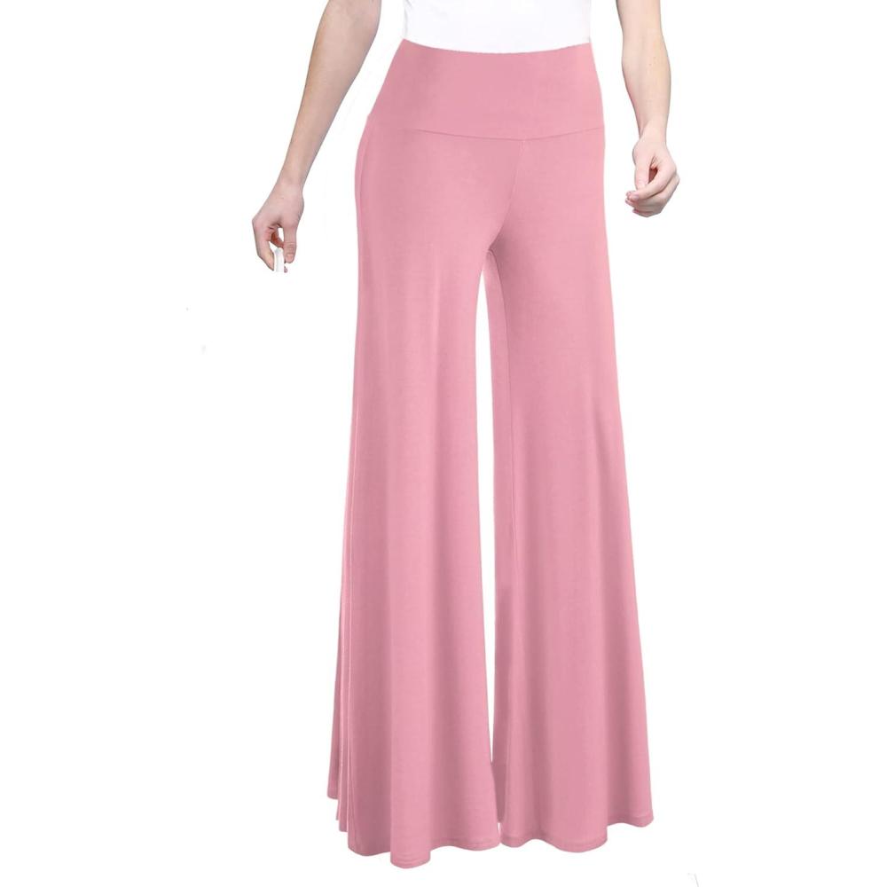 imageMade By Johnny MBJ Womens Casual Comfy SolidTie Dye Wide Leg Palazzo Lounge Pants XS5XLWb750pink