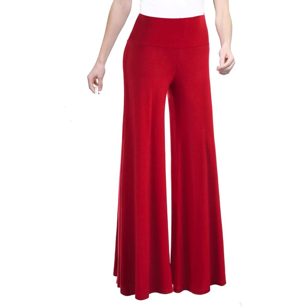 imageMade By Johnny MBJ Womens Casual Comfy SolidTie Dye Wide Leg Palazzo Lounge Pants XS5XLWb750red