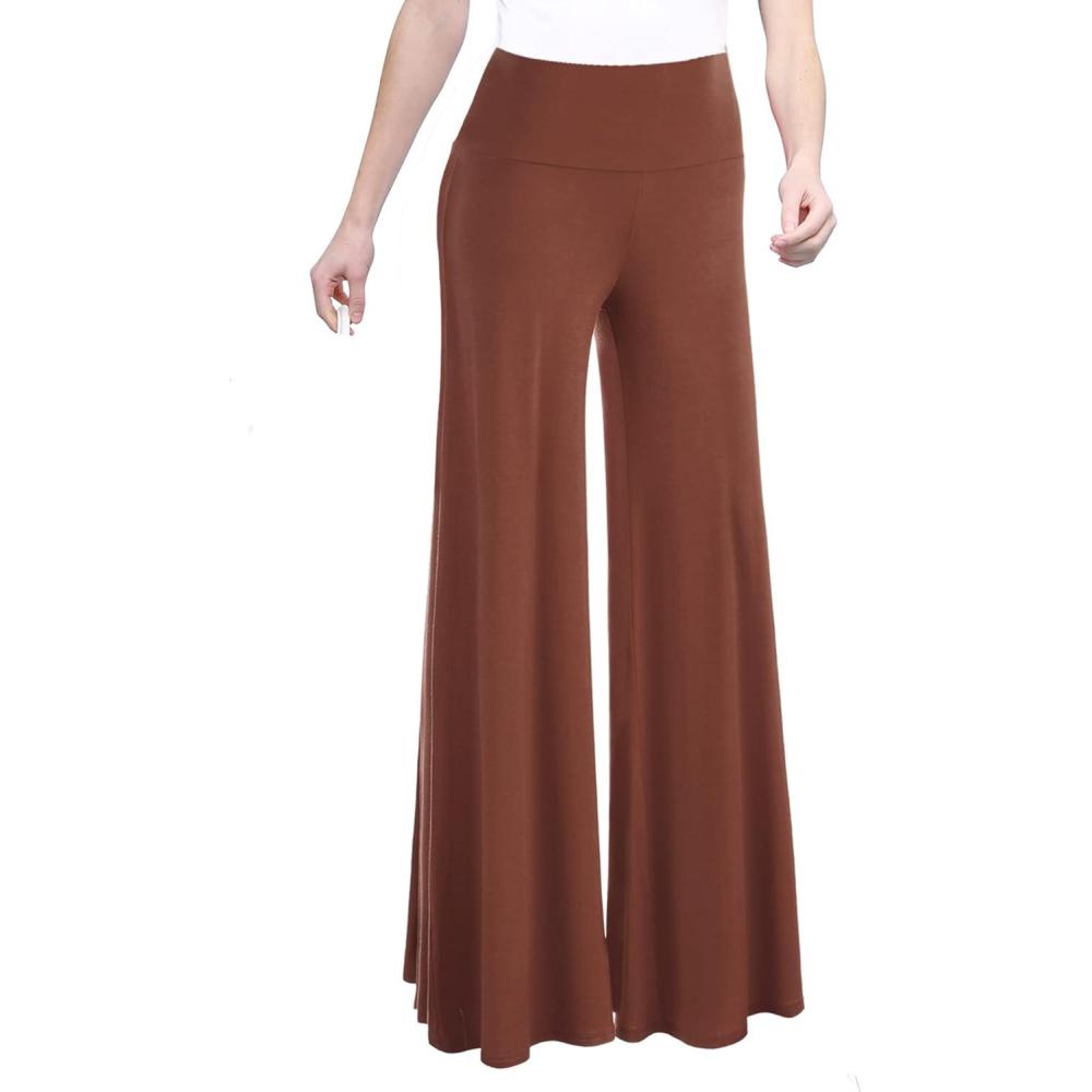 imageMade By Johnny MBJ Womens Casual Comfy SolidTie Dye Wide Leg Palazzo Lounge Pants XS5XLWb750rust