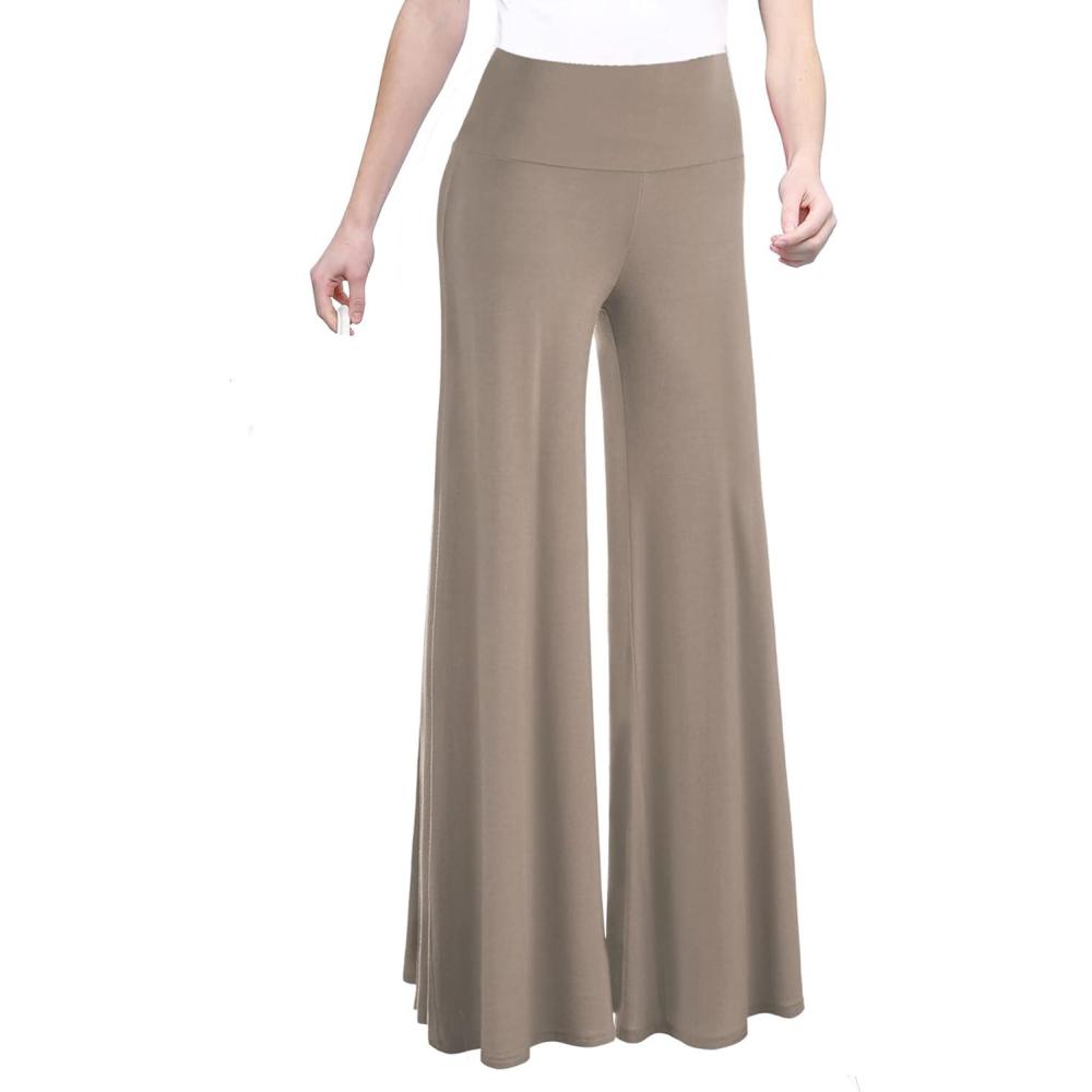 imageMade By Johnny MBJ Womens Casual Comfy SolidTie Dye Wide Leg Palazzo Lounge Pants XS5XLWb750taupe