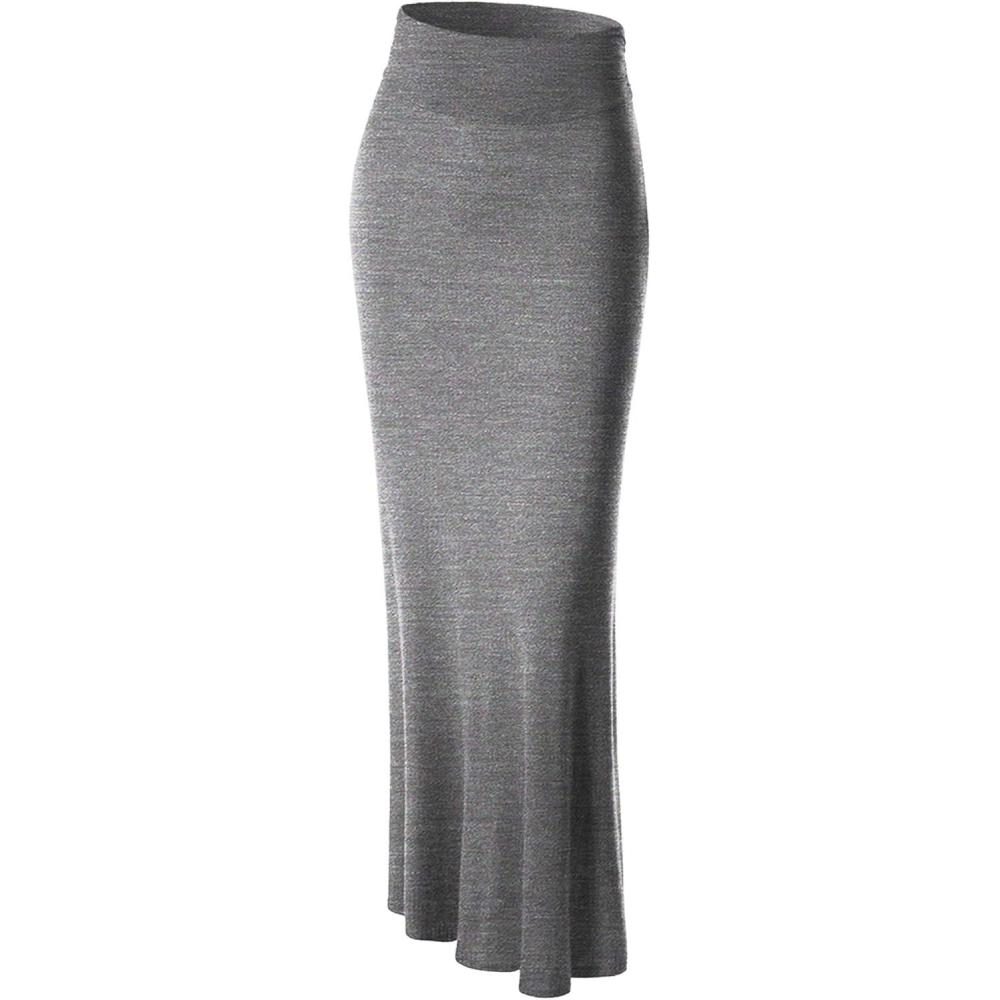 imageMade By Johnny Womens Solid Basic Lightweight Floor Length Flare Long Maxi Lounge Skirt S3XLWb296hdg