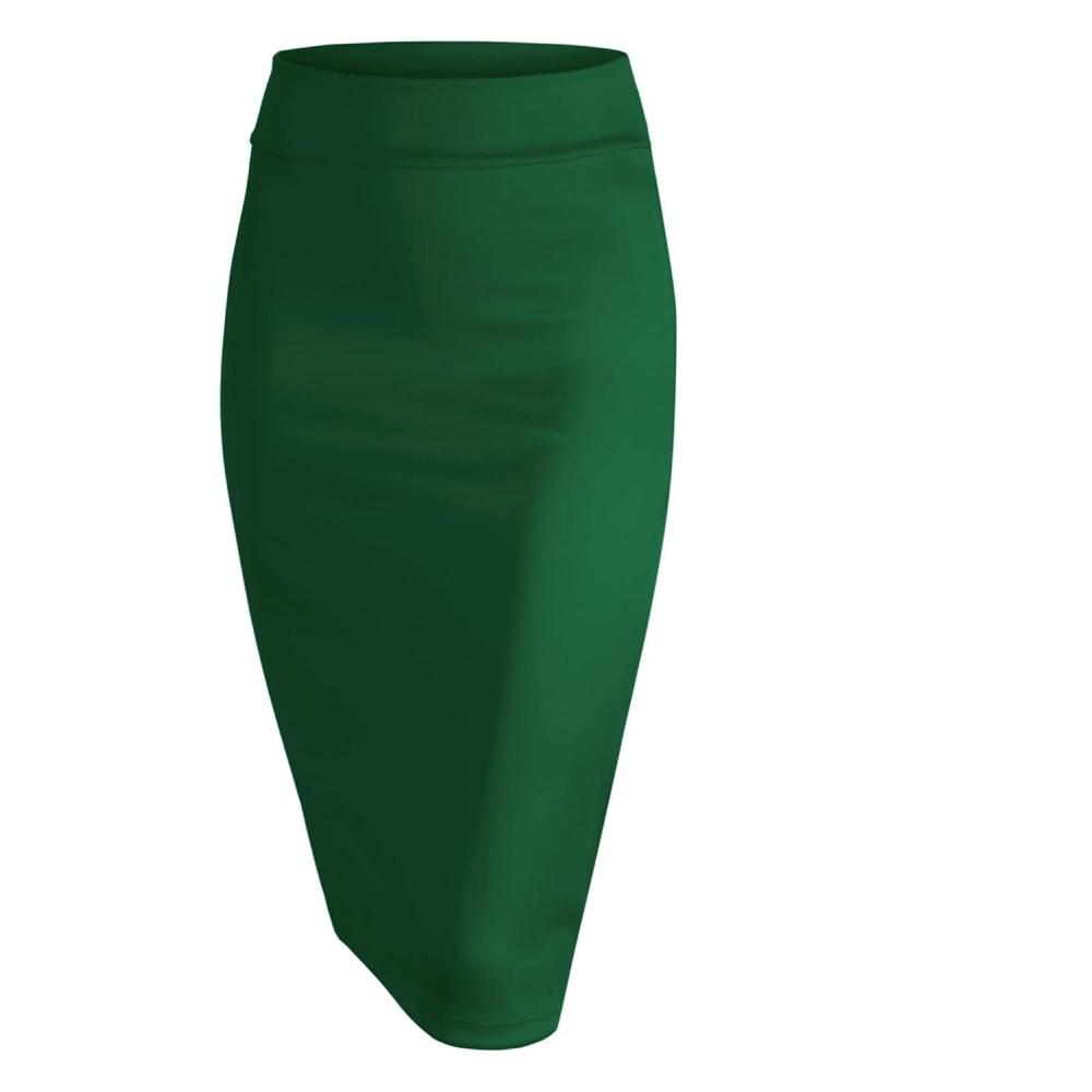 imageMade by Johnny Womens Premium Scuba Stretch High Waist Pencil Skirt Below Knee for Office WearWb700green