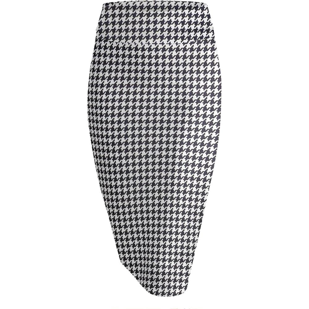 imageMade by Johnny Womens Premium Scuba Stretch High Waist Pencil Skirt Below Knee for Office WearWb700houndstooth