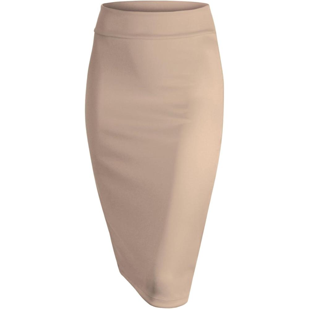 imageMade by Johnny Womens Premium Scuba Stretch High Waist Pencil Skirt Below Knee for Office WearWb700khaki
