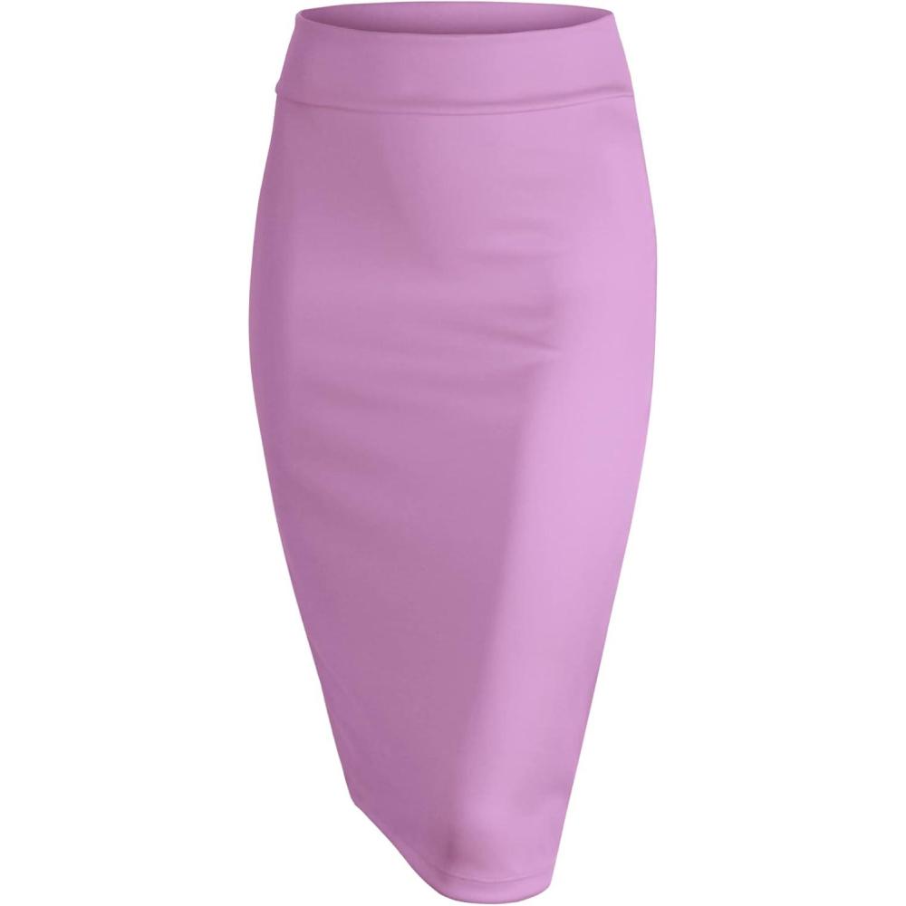 imageMade by Johnny Womens Premium Scuba Stretch High Waist Pencil Skirt Below Knee for Office WearWb700lilac