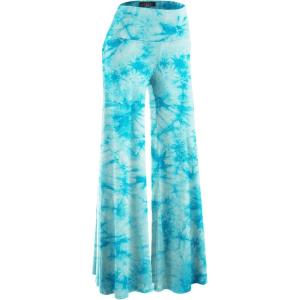 Made By Johnny MBJ Women’s Casual Comfy Solid/Tie Dye Wide Leg Palazzo Lounge Pants (XS~5XL)(Wb1060_aqua)
