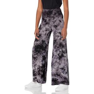 Made By Johnny MBJ Women’s Casual Comfy Solid/Tie Dye Wide Leg Palazzo Lounge Pants (XS~5XL)(Wb1060_black)
