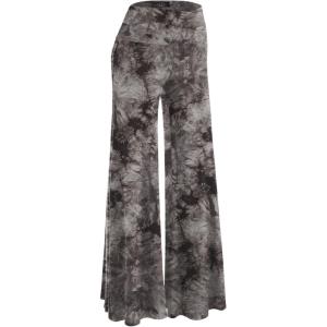 Made By Johnny MBJ Women’s Casual Comfy Solid/Tie Dye Wide Leg Palazzo Lounge Pants (XS~5XL)(Wb1060_brown)