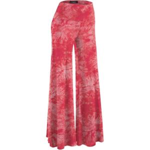 Made By Johnny MBJ Women’s Casual Comfy Solid/Tie Dye Wide Leg Palazzo Lounge Pants (XS~5XL)(Wb1060_coral)