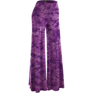 Made By Johnny MBJ Women’s Casual Comfy Solid/Tie Dye Wide Leg Palazzo Lounge Pants (XS~5XL)(Wb1060_purple)