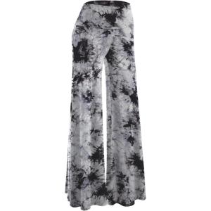 Made By Johnny MBJ Women’s Casual Comfy Solid/Tie Dye Wide Leg Palazzo Lounge Pants (XS~5XL)(Wb1060_white_black)