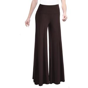 Made By Johnny MBJ Women’s Casual Comfy Solid/Tie Dye Wide Leg Palazzo Lounge Pants (XS~5XL)(Wb750_brown)