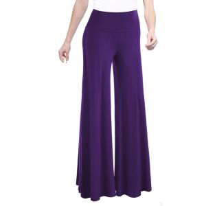 Made By Johnny MBJ Women’s Casual Comfy Solid/Tie Dye Wide Leg Palazzo Lounge Pants (XS~5XL)(Wb750_dark_purple)