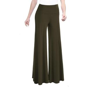 Made By Johnny MBJ Women’s Casual Comfy Solid/Tie Dye Wide Leg Palazzo Lounge Pants (XS~5XL)(Wb750_olive)