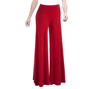 Made By Johnny MBJ Women’s Casual Comfy Solid/Tie Dye Wide Leg Palazzo Lounge Pants (XS~5XL)(Wb750_red)
