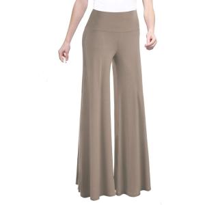 Made By Johnny MBJ Women’s Casual Comfy Solid/Tie Dye Wide Leg Palazzo Lounge Pants (XS~5XL)(Wb750_taupe)