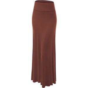 Made By Johnny Women’s Solid Basic Lightweight Floor Length Flare Long Maxi Lounge Skirt (S~3XL)(Wb670_rust)