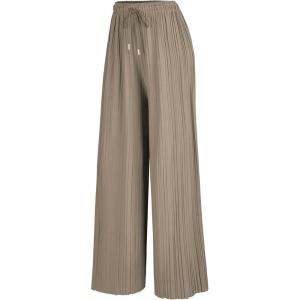 Made By Johnny Women’s Wide Leg Palazzo Pants – High Waist Flowy Fit with Drawstring Waistband for Casual Style(Wb1484_khaki)