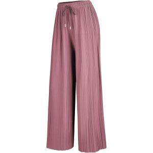 Made By Johnny Women’s Wide Leg Palazzo Pants – High Waist Flowy Fit with Drawstring Waistband for Casual Style(Wb1484_mauve)