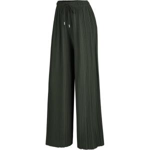 Made By Johnny Women’s Wide Leg Palazzo Pants – High Waist Flowy Fit with Drawstring Waistband for Casual Style(Wb1484_olive)