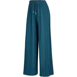 Made By Johnny Women’s Wide Leg Palazzo Pants – High Waist Flowy Fit with Drawstring Waistband for Casual Style(Wb1484_teal)