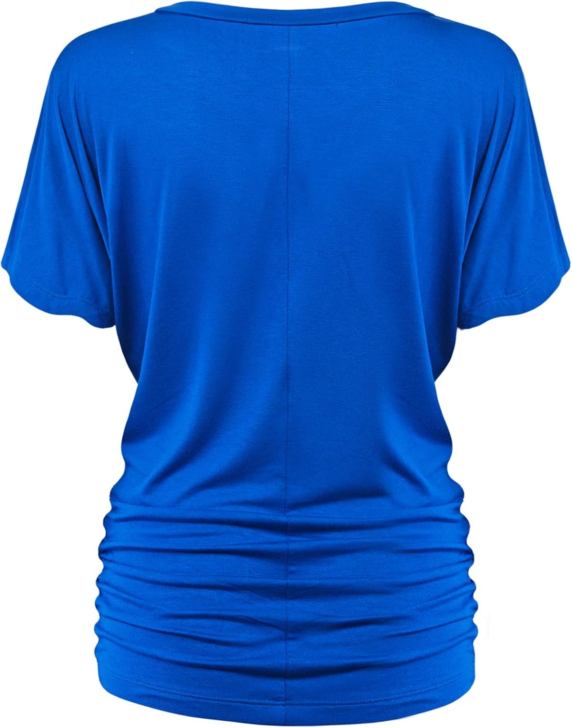 image:imageMade By Johnny Womens Casual Solid Short Sleeve Boat NeckV Neck Dolman Top T Shirt with Side ShirringWt1037royalbrite